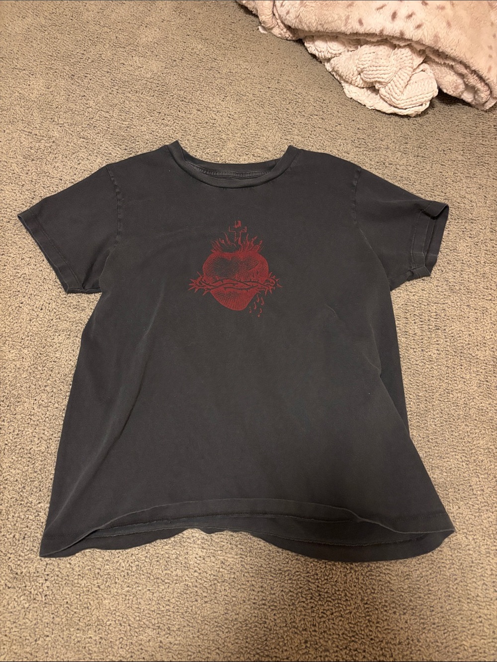 Brandy Melville Baby Tee with Red Heart Graphic